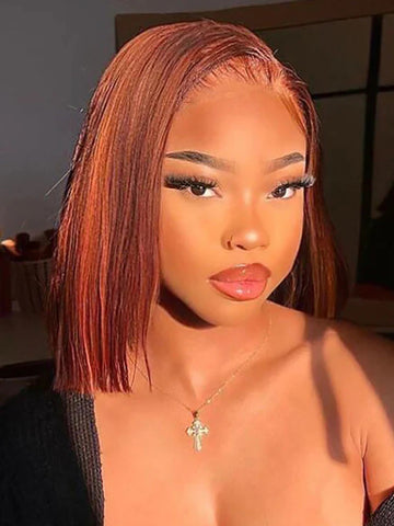 Bold Color Collection Edgy Color Wigs Straight Bob Wig 100% Human Hair