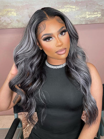 Bold Color Collection Highlight Wigs Straight Lace Front Wig