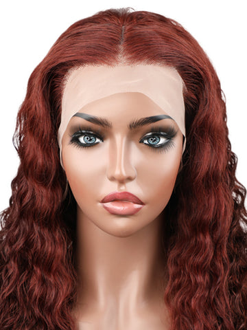 Premium Human Hair Collection Curly Wig Reddish Brown