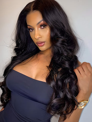 Glam Wavy Collection Loose Wave Wig Wavy Lace Closure Wig 100% Human Hair